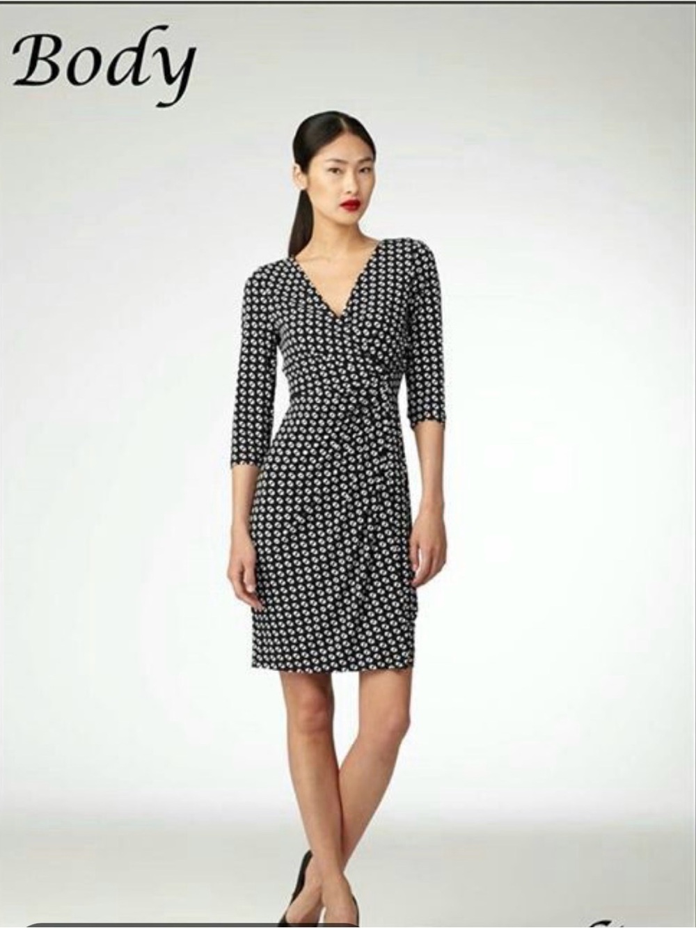 Maggy London faux wrap 3/4 sleeve dress